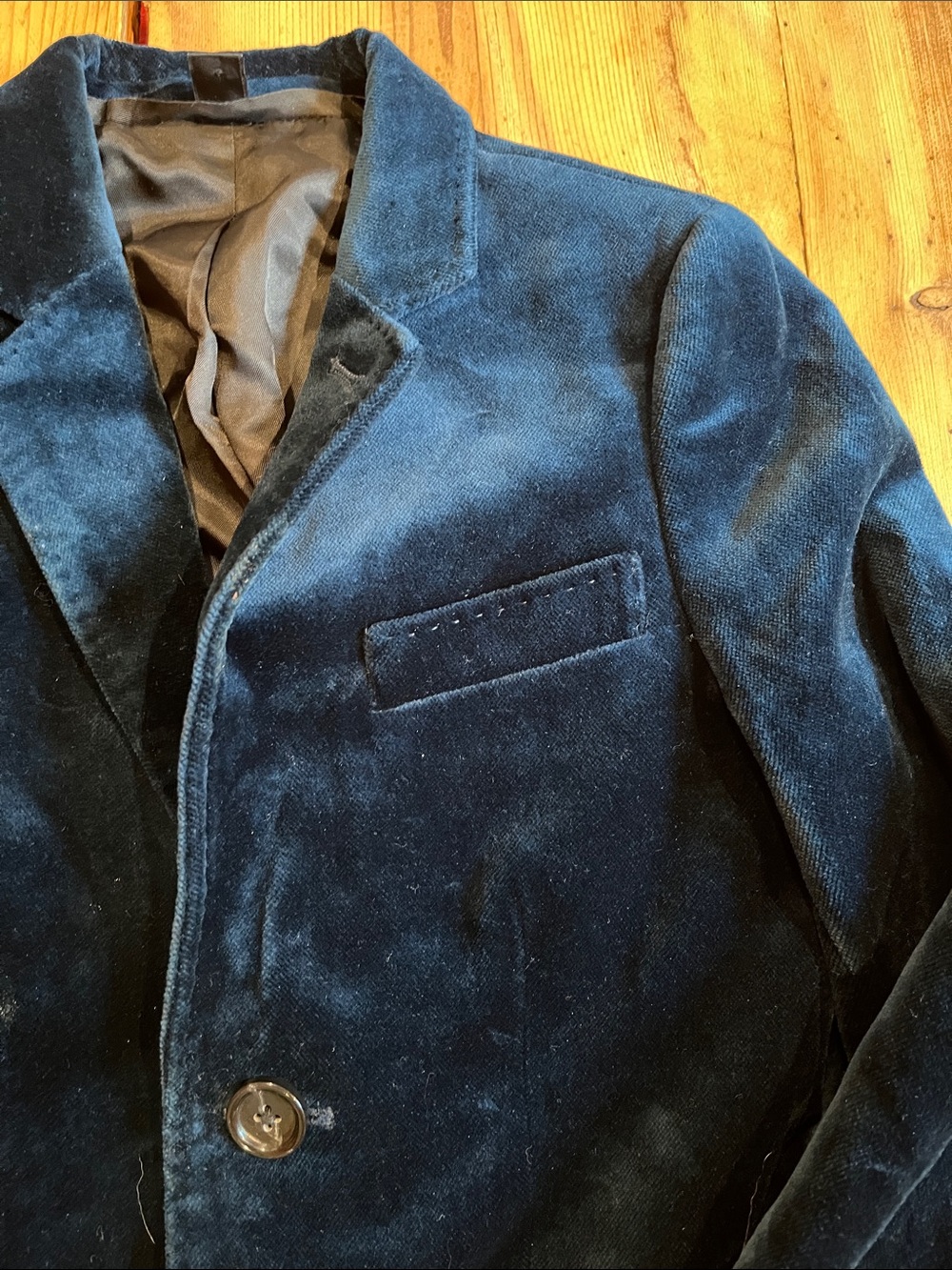 CREWCUTS 6 Blue Velvet Ludlow Blazer Jacket Holiday Lapel Collar - Picture 4 of 9